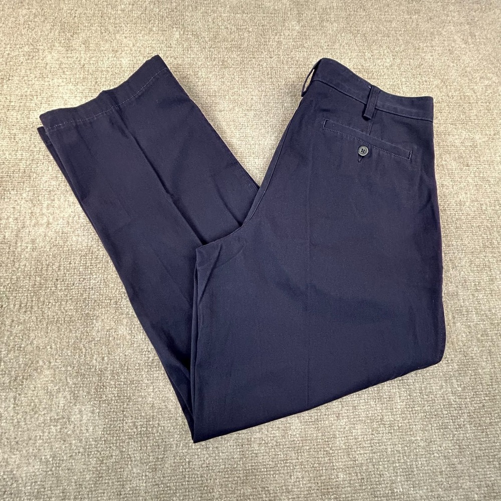 The Outfitters By Lands End Chino Pants Mens 30x32 Blue Pleated Traditional Fit